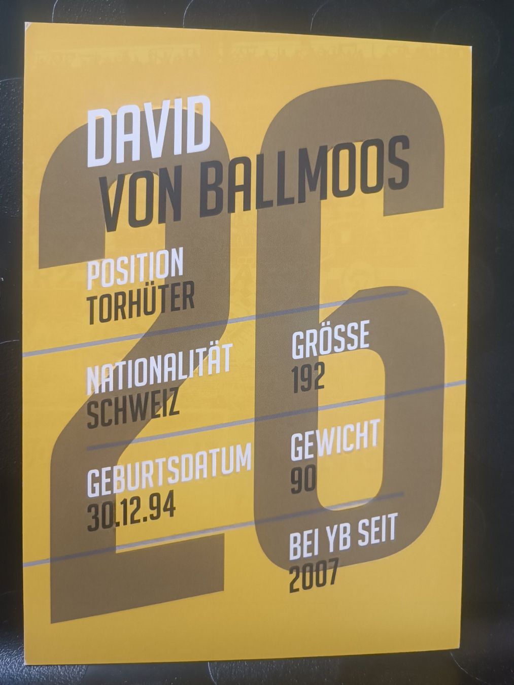 Autografi: David von Ballmoos - YB Bern - handsignierte Karte – Usato da Menziken venduto da Artographs 1