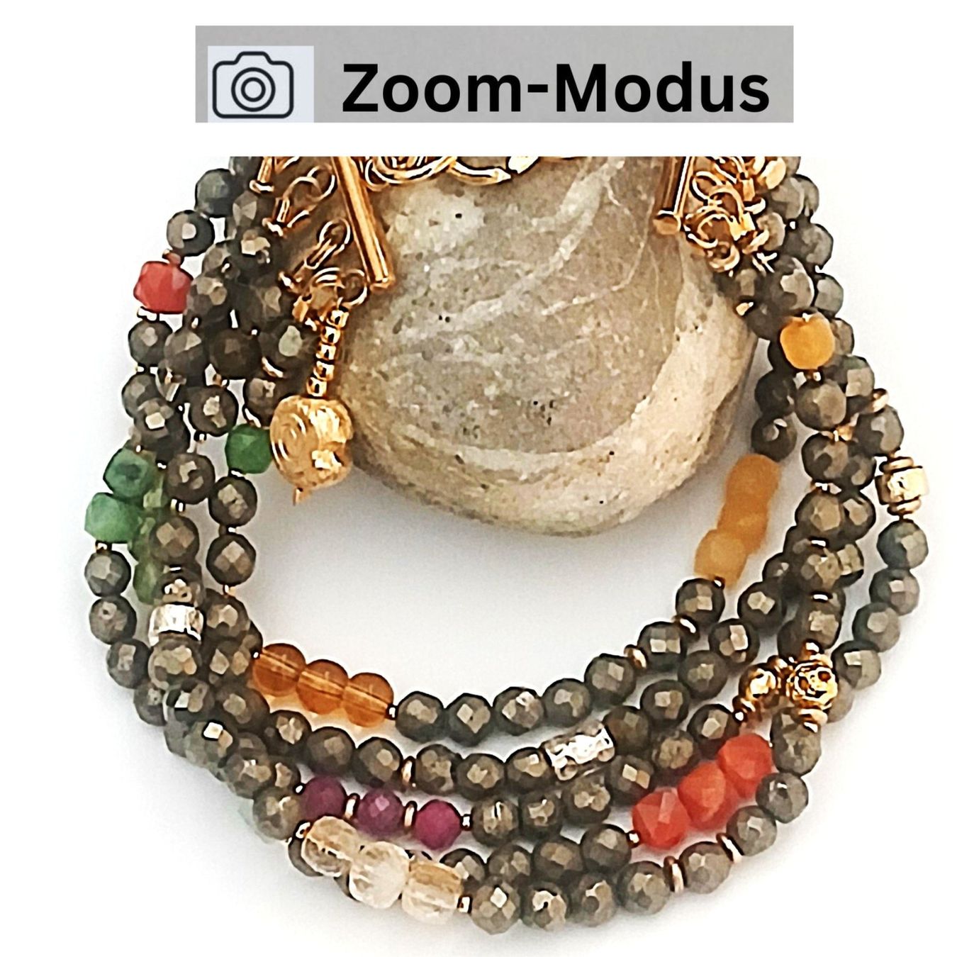 Bracciali & Braccialetti: Statement-Pyrit-Armband mit Halbedelstein  - 5-reihig Unikat – Nuovo e nell'imballaggio originale da Lütisburg venduto da Emarra 3