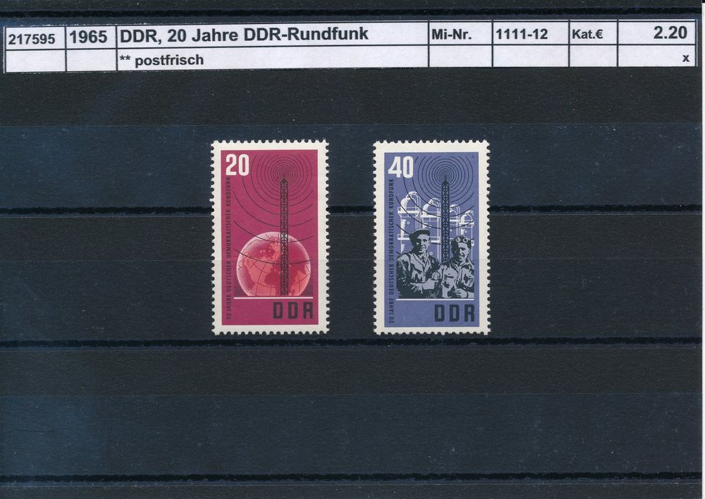 1965 DDR, 20 Jahre DDR - Rundfunk (Neu (gemäss Beschreibung)) in ...