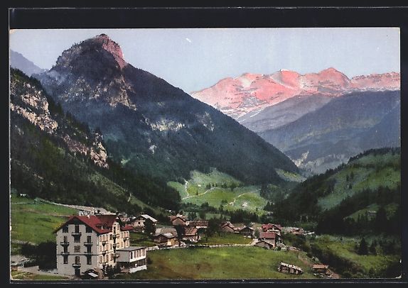 Cartes postales: AK Kienthal, Ortsansicht mit Blümlisalp – D'occasion à Berlin par bartko-reher