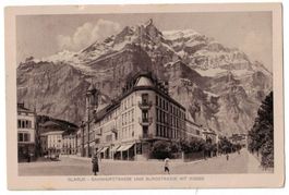 Glarus, Bahnhofstrasse und Burgstrasse, gelaufen 1914