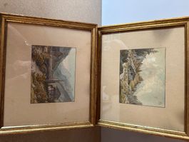 2 antike Alpengemälde – Schweizer Kleinmeister 19. Jh. (sign