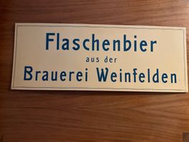 Antike Reklame Tafel Flaschenbier aus Brauerei Weinfelden