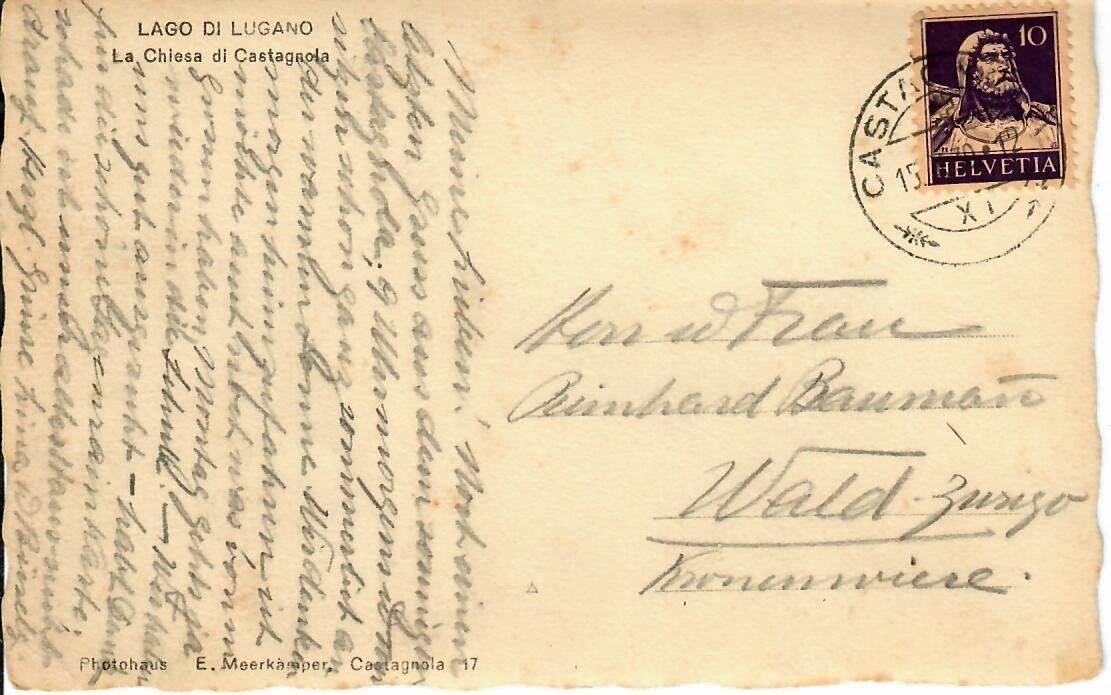 Cartoline postali: La Chiesa di Castagnola – Usato da Hochdorf venduto da Ziegel-16 1
