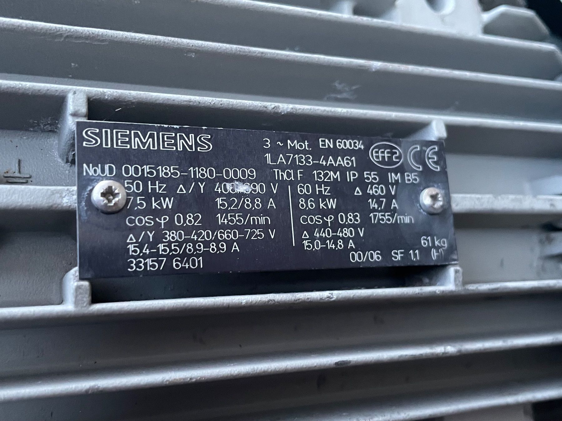 Siemens  Motori: 2x Elektromotor Siemens 7.5 kW – Usato da Gletterens venduto da XBHS7412 5