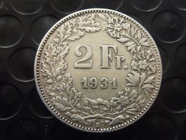 2 Fr. 1931  Auflage 0,50 Mio.  -  Ungereinigt  -