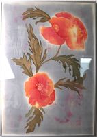 Kunstvolles Seidenbild mit Mohnblüten im Alurahmen
