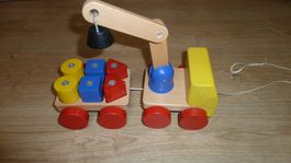 Kran mit Klötzen Spielzeug Kinder Bausteine - Bunt