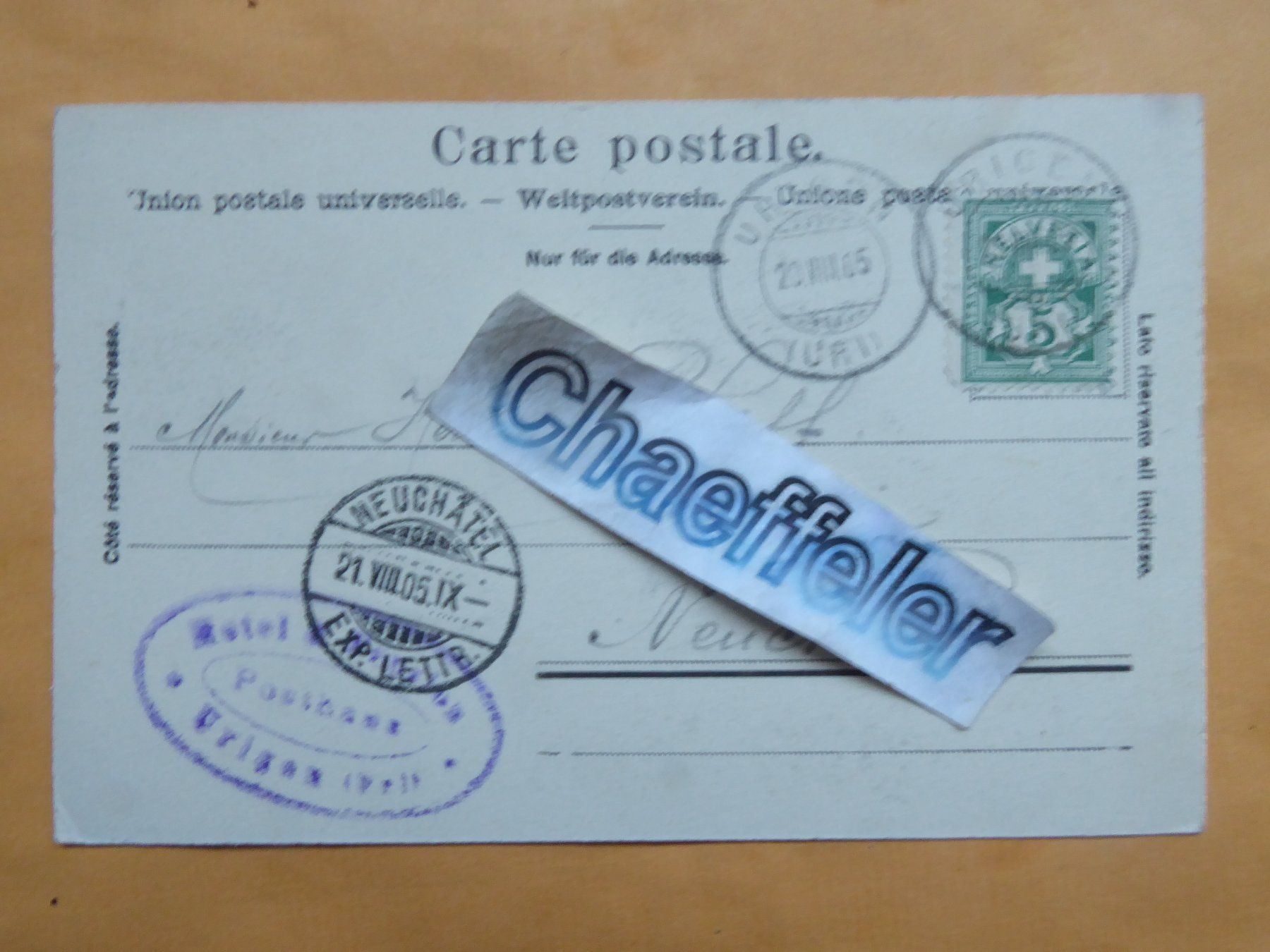 Cartoline postali: 1905 Schweizerische Gebirgspost – Usato da Zürich venduto da Chaeffeler 1