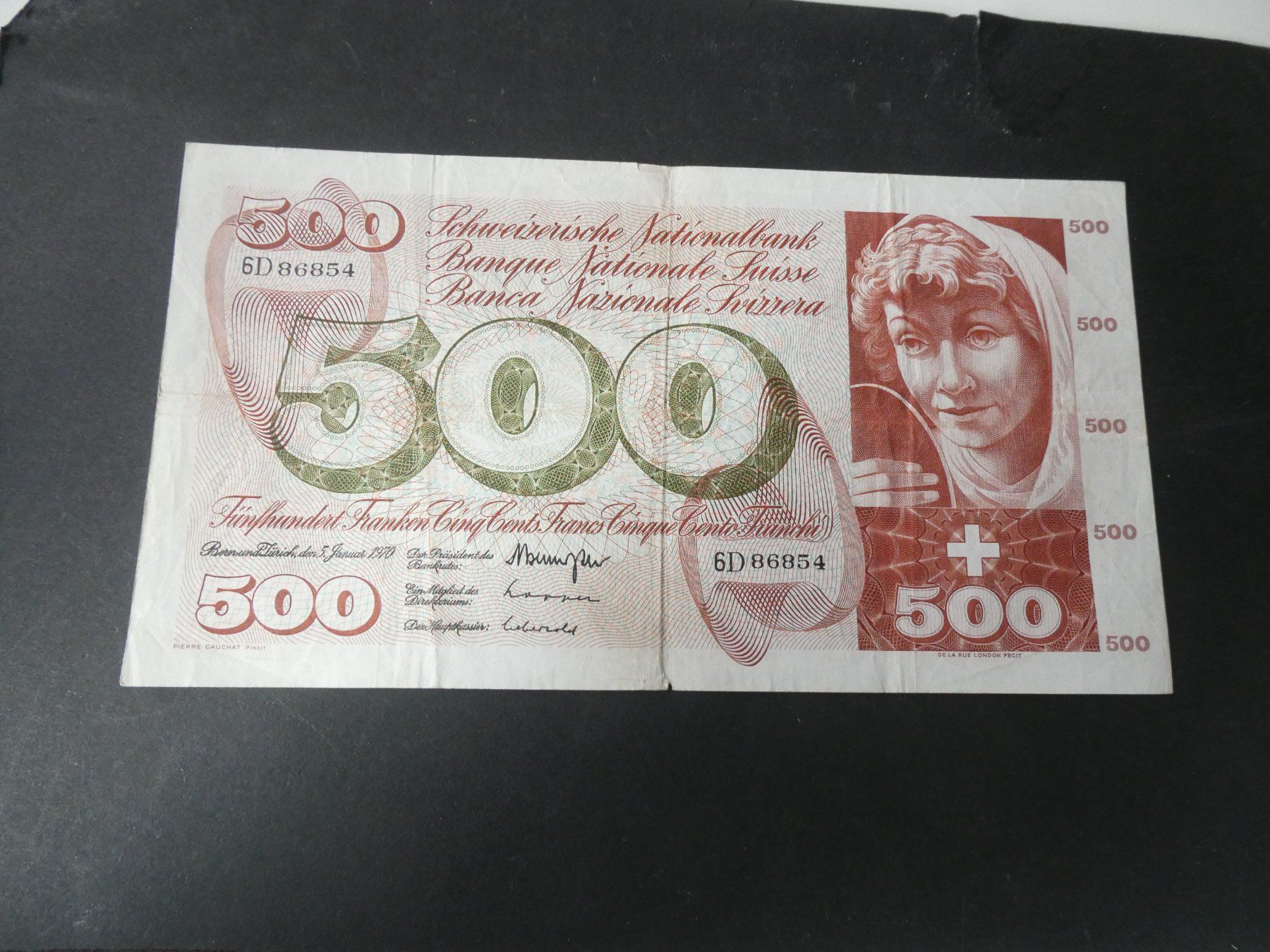 Banconote: Schweiz 1970, 500 Franken – Usato da Hinterforst venduto da Rohusri