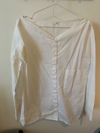 COS Bluse – Weiß, toller Schnitt, Gr. 36