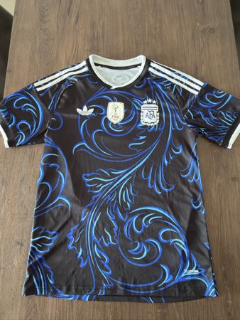 Argentina Football Jersey Adidas Black Blue Pattern Size L