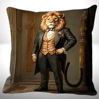🦁🎩 Löwe im Anzug – Dekor Kissenhülle 45x45 cm 🎩🦁