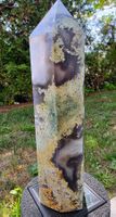🌿🪨 Moosachat Obelisk – High Quality mit natürlicher Druse