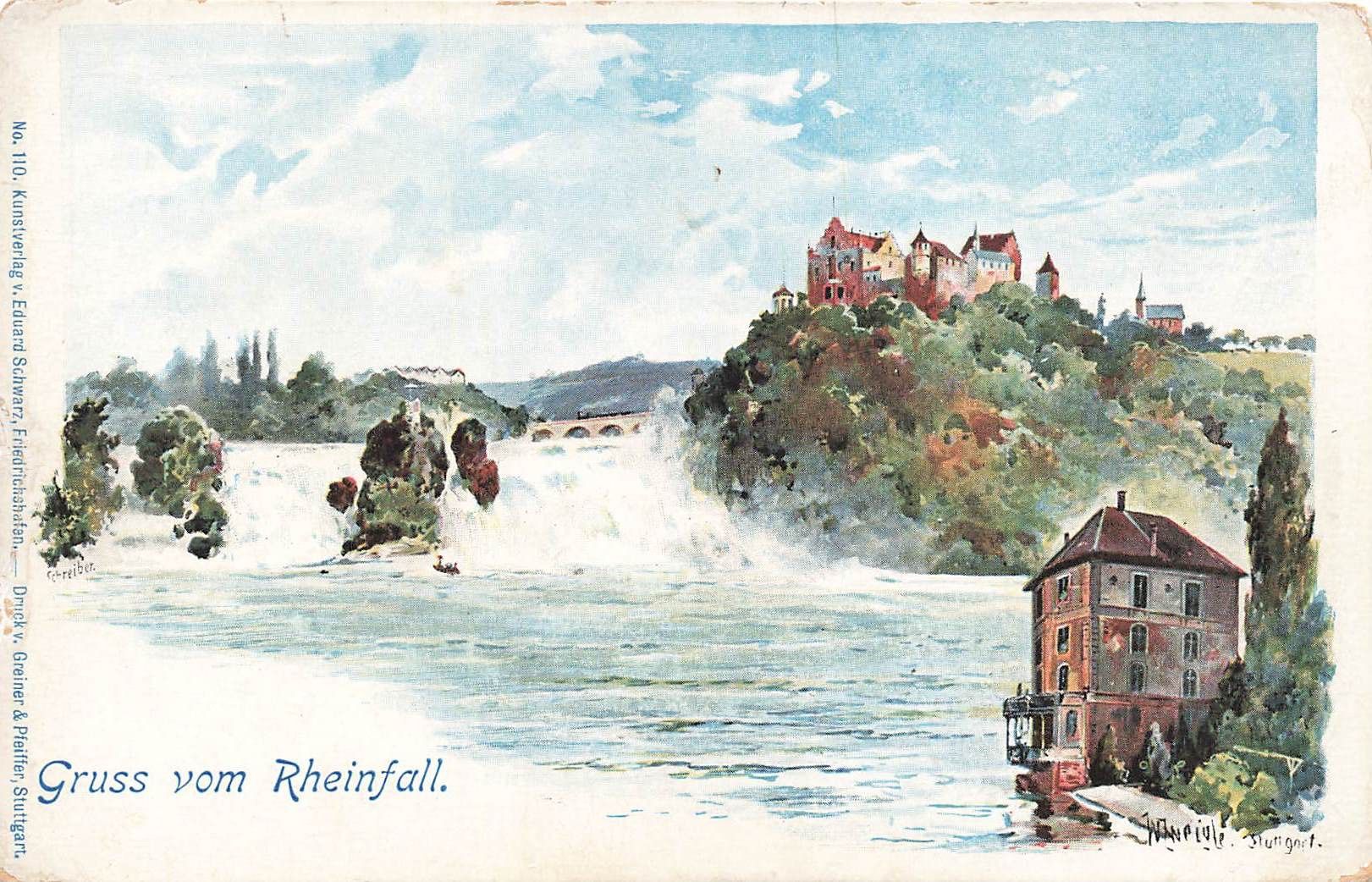 Cartoline postali: Rheinfall Litho – Usato da Biasca venduto da Blenio71