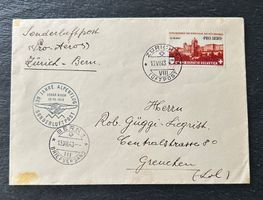 1943 enveloppe Pro  Aero 30 ans Alpenflug Oskar Bider