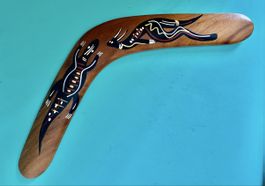 Handbemalter Bumerang, Aboriginal Art, Murra Wolka, Holz