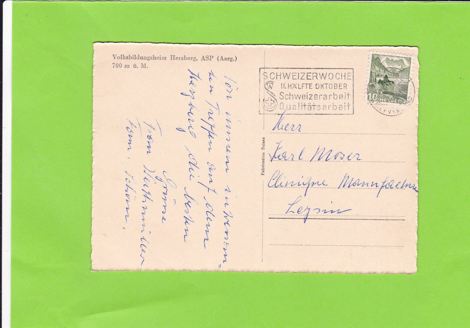 Cartoline postali: Volksbildungsheim Herzberg ASP  AG – Usato da St. Peterzell venduto da neckertal 1