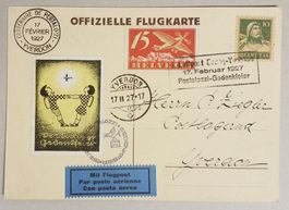 B23) 1927, Flugkarte mit Vignette Brugg-Yverdon selten