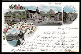 Litho Schwyz, Hauptplatz, Gasthaus a. d.
