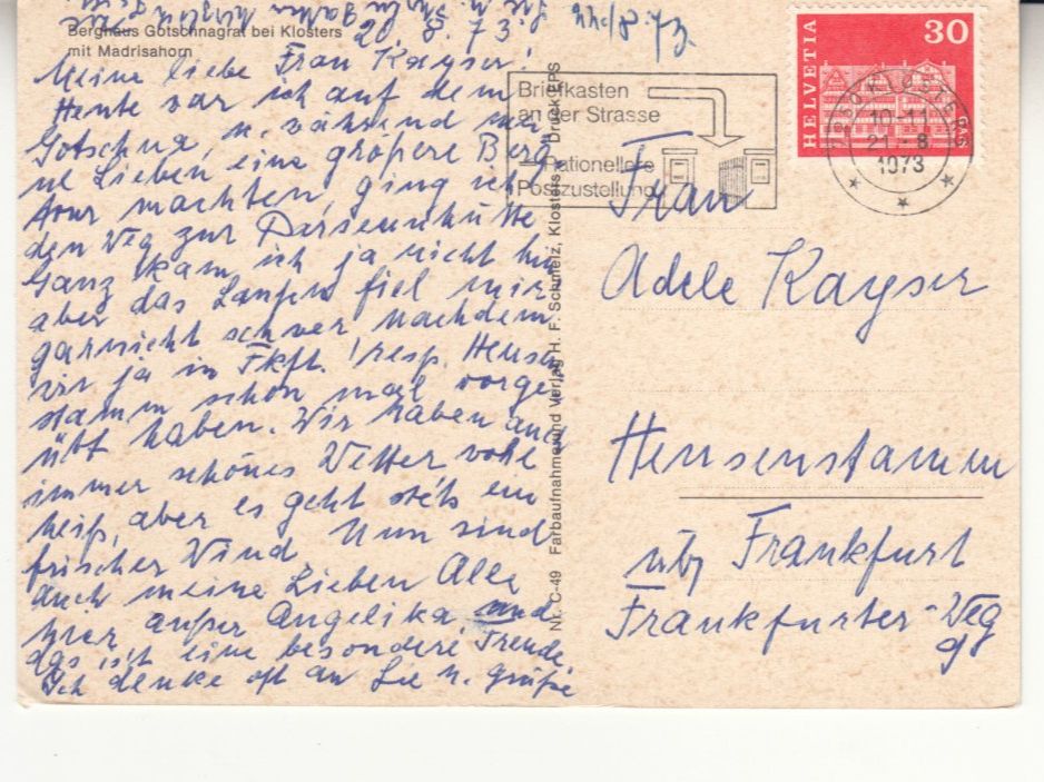 Cartoline postali: Gotschnagrat 1973 – Usato da Bürglen TG venduto da StampGraf 1