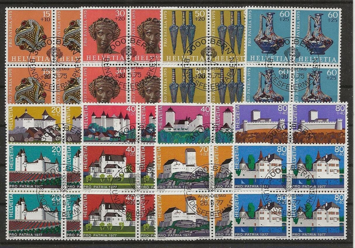 Alle Briefmarken: 1975 - 77 Pro Patria, Viererblock ET – Gebraucht aus Arlesheim von kuhnphila