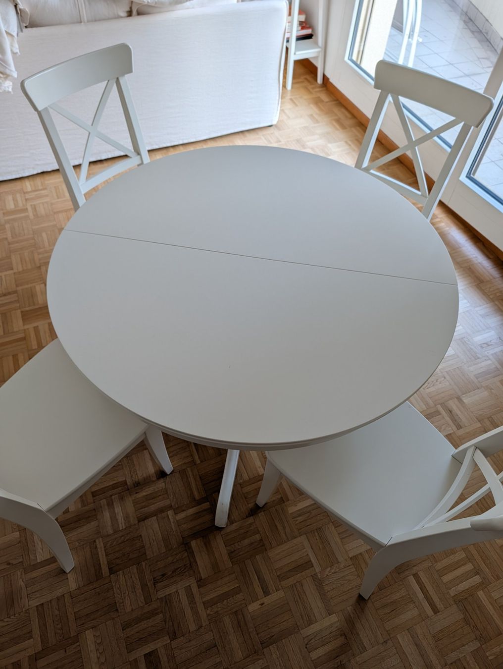 Ikea Tavoli: Table ronde extensible + 4 chaises IKEA INGATORP - blanc - – Usato da Genève venduto da mpi_yf9g 6