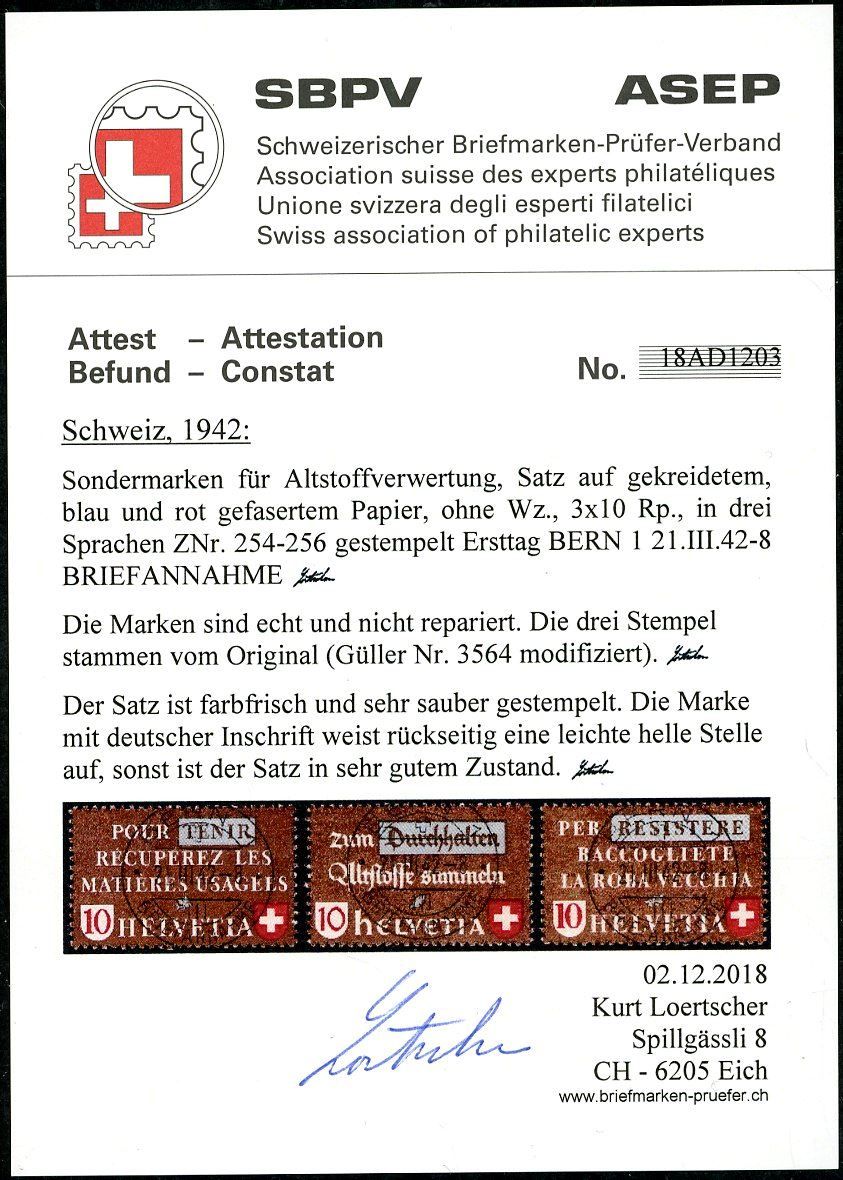 Alle Briefmarken: 1942 - Altstoffverwertung - ET Voll – Gebraucht aus Schindellegi von leecollect 2