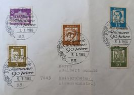 Brief mit Sonderstempel 90. Geburtstag Konrad Adenauer