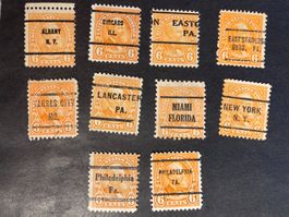 USA 1922 Lot 10 Precancel Vorausentwertungen Garfield 6 Cent