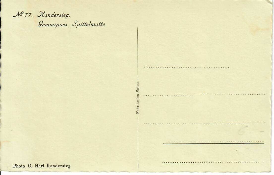 Cartoline postali: Kandersteg - Gemmipass - Spittelmatte – Usato da Hochdorf venduto da Ziegel-16 1