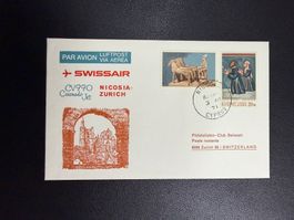 Swissair Erstflugbrief Nicosia-Zürich 1971