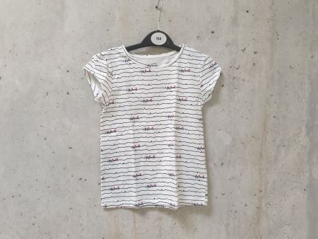 T-shirt C&A, blanc, rayé écriture Minnie, fille, taille 110