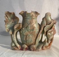 Gruppo di giadeite bianco, raffigura uccelli, Cina XIX secol