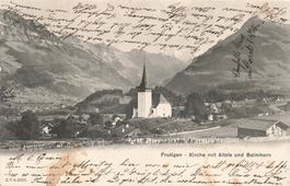 Frutigen BE Kirche mit Altels und Balmhorn