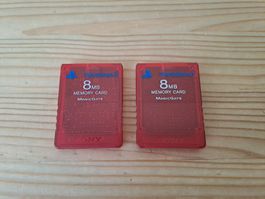 2 x Original Sony PS2 Memory Card 8MB Speicherkarte ROT Set