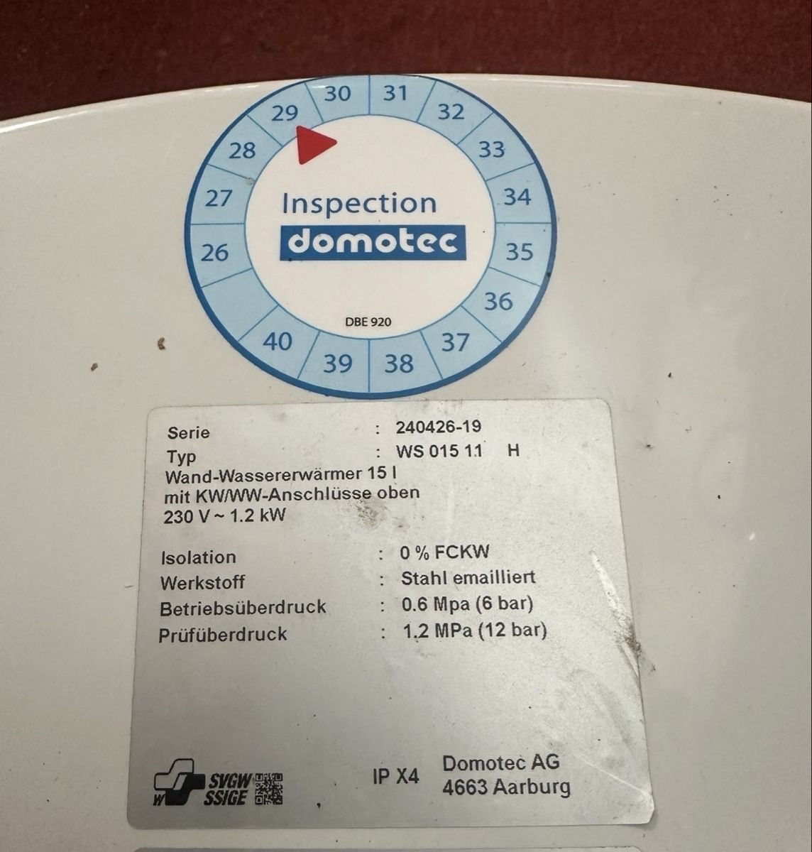 Sanitari: Domotec 15L Wassererwärmer – Usato da Murgenthal venduto da Aandrea1 1