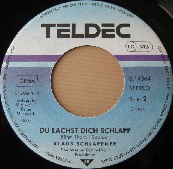 Dischi in vinile: Schlappner Klaus: Schlappi Räp 7" – Usato da Steinhausen venduto da Vilivinili 1