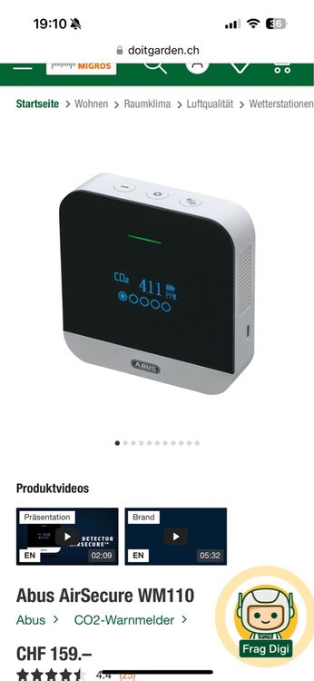 ABUS CO2-Melder AirSecure - Messgerät Für Luftqua Produktbild-Vorschau 8