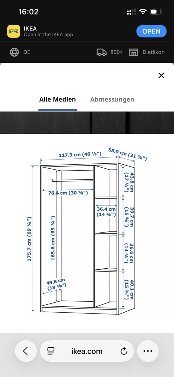 Ikea Armoires: Black wardrobe  – D'occasion à Zürich par ctm_kmf2 8