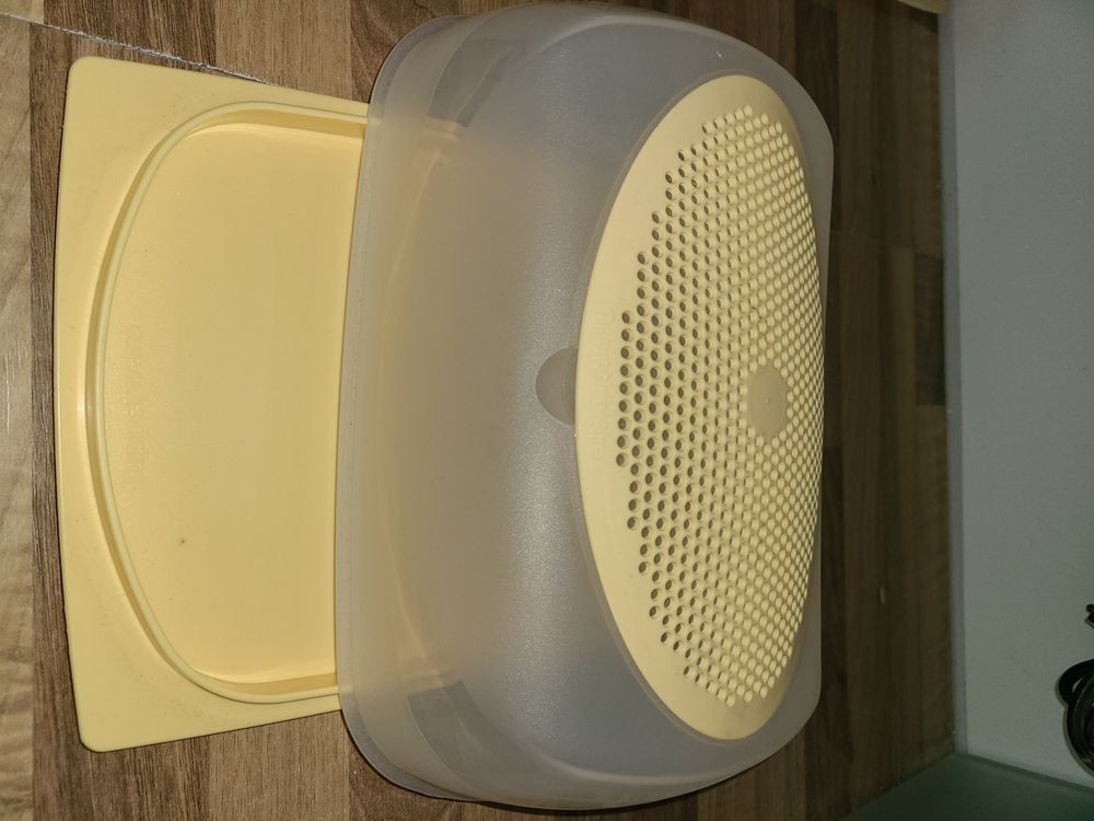Boîte Tupperware Carrée Vintage, Beige, Avec Couvercle, Pour Fromage Ou Charcuterie