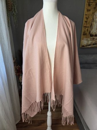 Damen Umhang/Cape hellrosa mit Fransen Onesize