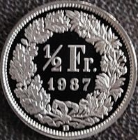50 Rappen 1987 pp / aus Münzsatz  / in einer Münzkapsel