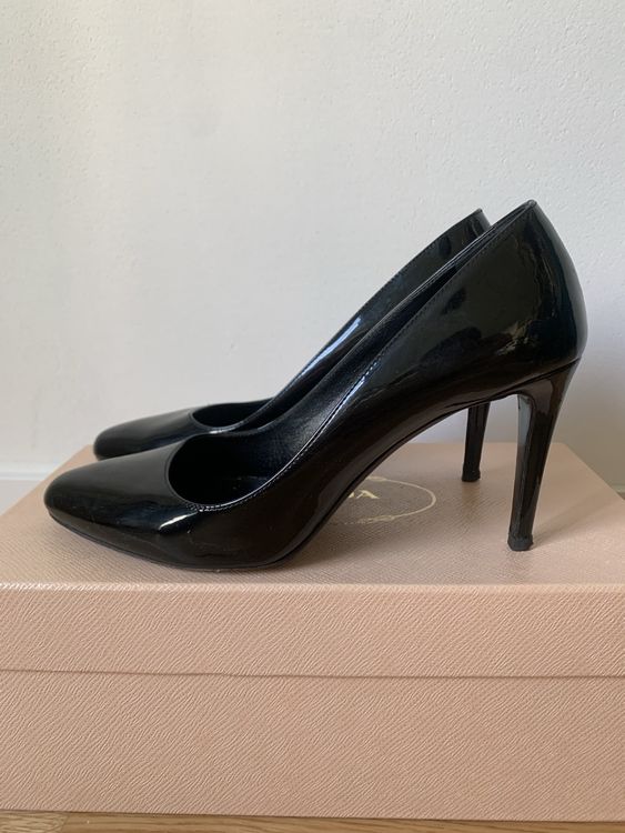 Prada High Heels Lackschuhe Schwarz Pumps Leder