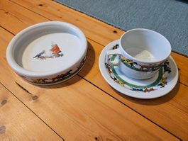 Langenthal Kinder Geschirr Set Schweiz, 1940/50 Zwerg/ Pferd