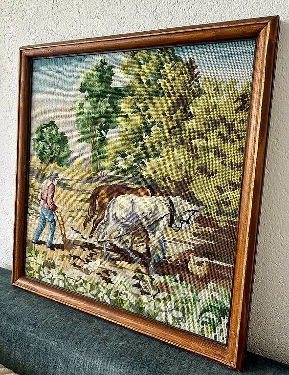 Dipinti: Gobelin Bild, Tableau en tapisserie brodée – Usato da Couvet venduto da nay_prh5 1