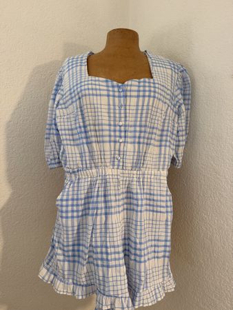 Rue Nazarin Robe d'été à carreaux bleu et blanc, taille L✨