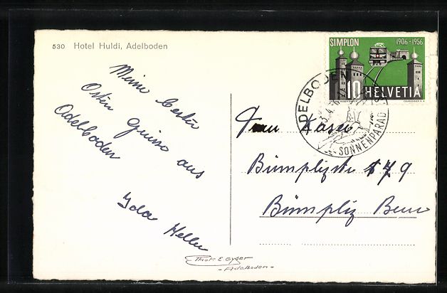 Cartoline postali: AK Adelboden, Hotel Huldi – Usato da Berlin venduto da bartko-reher 1