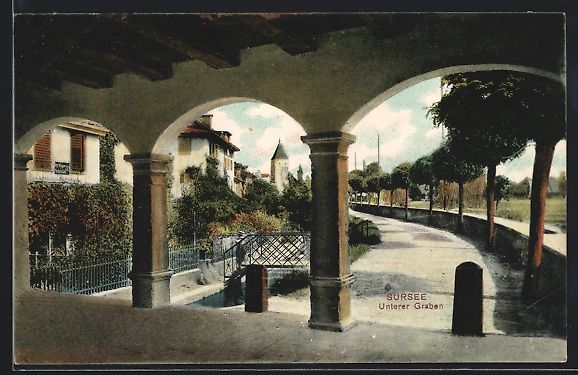 Cartoline postali: AK Sursee, Unterer Graben, 1909 – Usato da Berlin venduto da bartko-reher