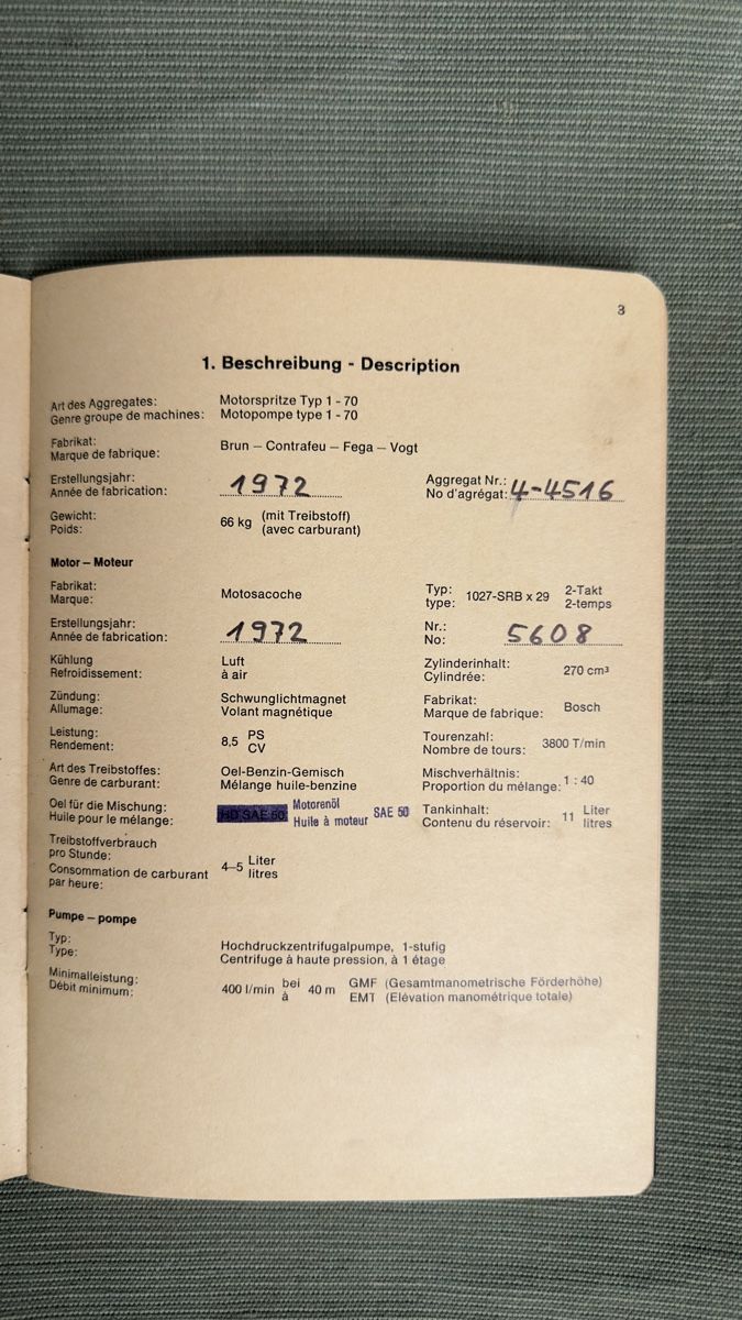 Pompes et pièces: Motorspritze Typ 1 – D'occasion à Grossdietwil par Armyhunter 3